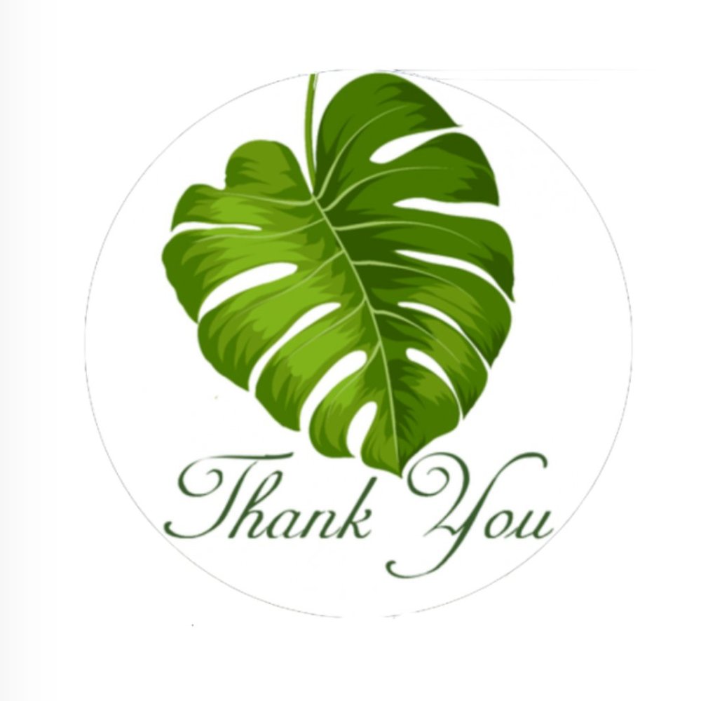 50 2.5” Banana Leaves Thank You Stickers